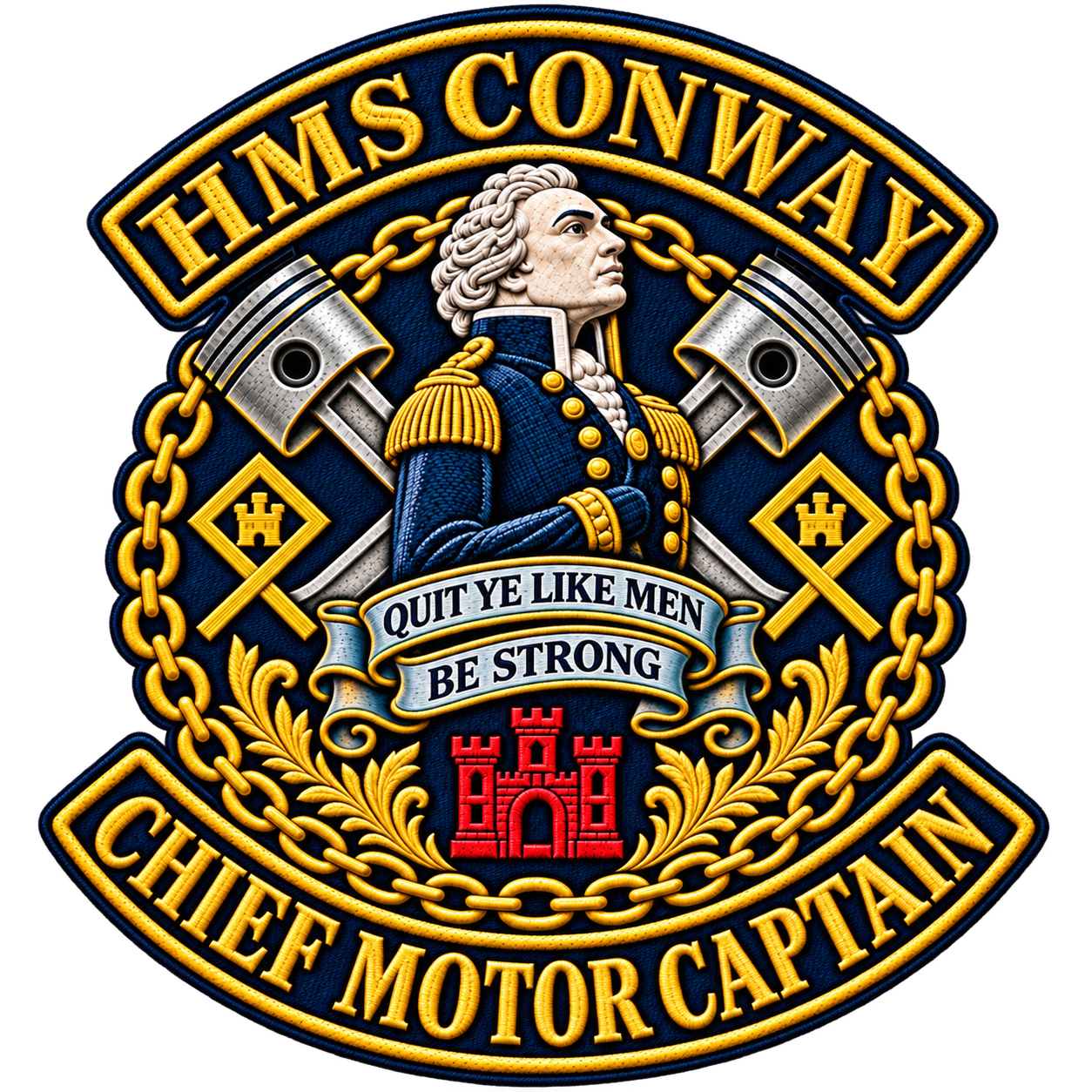 HMS Conway Chief Motor Captain badge showing two Senior Cadet Captain insignia