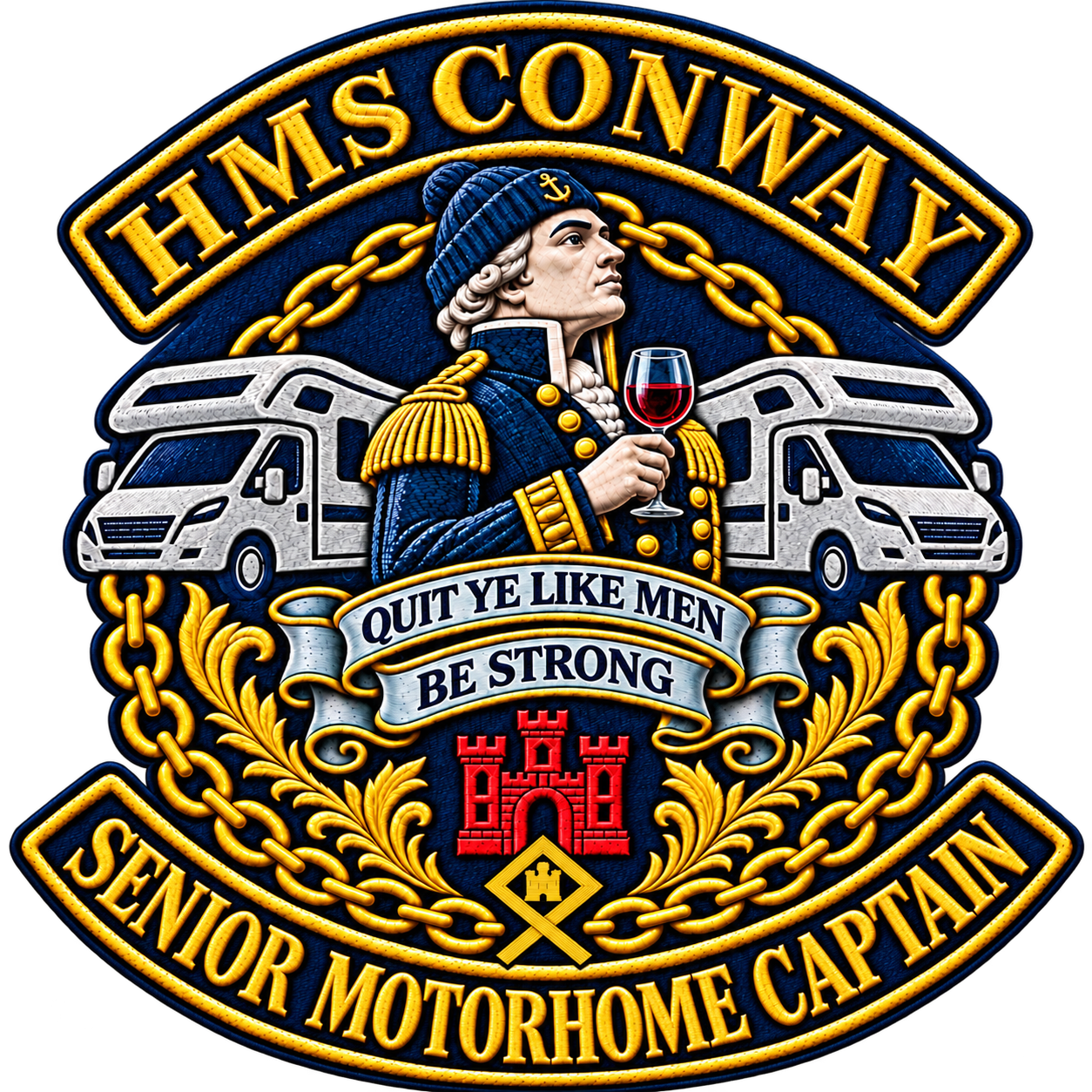 HMS Conway Senior Motorhome Captain badge showing one Senior Cadet Captain insignia